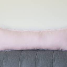 Pink Linen Lumbar Pillow Cover - Scalloped Edge, 12x36'' - thumbnail 3