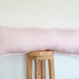 Pink Linen Lumbar Pillow Cover - Scalloped Edge, 12x36'' - thumbnail 2