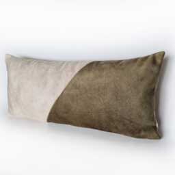 Color Block Velvet Pillow Cover Brown & Beige, Custom Sizes - thumbnail 4