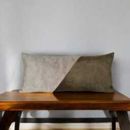 Color Block Velvet Pillow Cover Brown & Beige, Custom Sizes - thumbnail 3