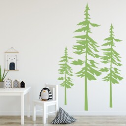 Pine Tree Wall Decals Set Of 3 Evergreen Trees, Mountain Forest Art - thumbnail 3