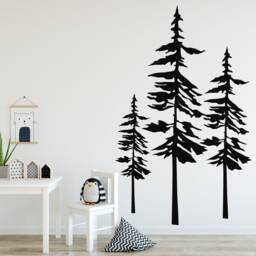 Pine Tree Wall Decals Set Of 3 Evergreen Trees, Mountain Forest Art - thumbnail 1