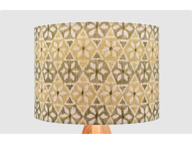 Handmade Lampshade Olive Green Diamond Floral Geometric Fabric Drum, Retro Boho Light Shade For Table/Floor Lamp Or Ceiling Pendant - image 1