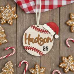 Personalized Baseball Christmas Ornaments, Ornament, Sports Keepsakes, Name Team Holiday - thumbnail 3
