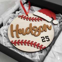Personalized Baseball Christmas Ornaments, Ornament, Sports Keepsakes, Name Team Holiday - thumbnail 4