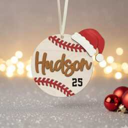 Personalized Baseball Christmas Ornaments, Ornament, Sports Keepsakes, Name Team Holiday - thumbnail 2