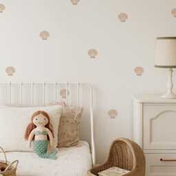 Watercolour Neutral Shells Fabric Wall Stickers - Removable & Reusable - thumbnail 2