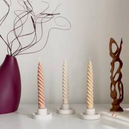 Handmade Twisted Taper Candle Pastel Dinner Table Decor - thumbnail 1