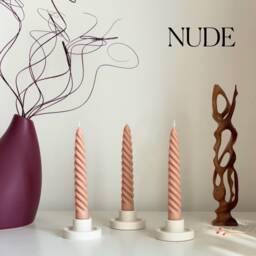 Handmade Twisted Taper Candle Pastel Dinner Table Decor - thumbnail 2