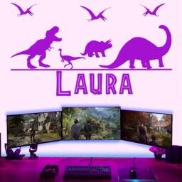 Personalized T-Rex & Dinosaur Wall Decals For Boys Girls Rooms - Custom Name Stickers Children's Room D??cor Home Improvement Dp1 - thumbnail 3