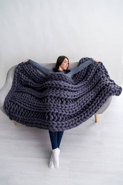Blanket, Chunky Knit Blanket, Merino Wool Wool, Yarn, Super Blanket - image 1