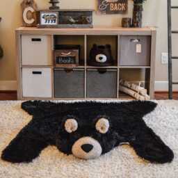 Large Black Bear Rug in Faux Fur For Forest Nursery Decor - thumbnail 1