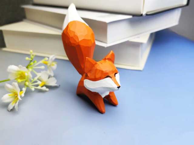 Custom Handmade Wooden Red Fox Figurine Mother's Day Gift, Adorable Carved Ornament, Miniature Gift For Nature Lover - image 1