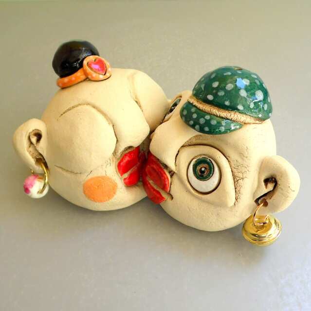 Unique Ceramic Figurines, Kiss Sculpture, Ceramics & Pottery, Romantic Gifts, Lovers Figures - image 1