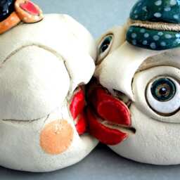 Unique Ceramic Figurines, Kiss Sculpture, Ceramics & Pottery, Romantic Gifts, Lovers Figures - thumbnail 4