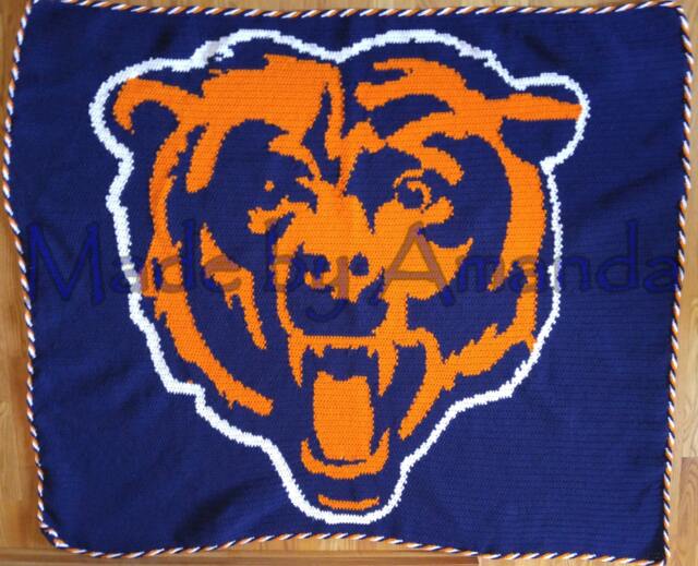 Chicago Bears Blanket - Warm Blanket Winter -Crochet Afghan Bear Down Da