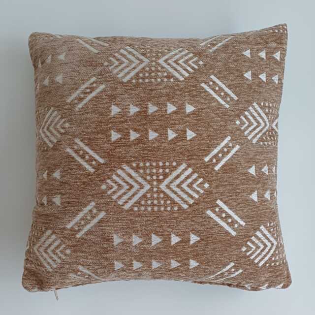 Moroccan Velvet Cushion Cover, Handmade Brocade Clay Brown Pillow Decorative 16''x16''/40x40 cm - image 1