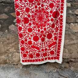 Hand Embroidered Suzani Quilt - Boho Bedding Colorful Cotton Bedspread Artisan Handmade - thumbnail 3