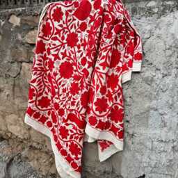 Hand Embroidered Suzani Quilt - Boho Bedding Colorful Cotton Bedspread Artisan Handmade - thumbnail 4