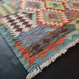 Kilim Rug Classic, Handmade Artisan Afghan Turkish Aztec Geometric Wool 187x130 cm - thumbnail 2