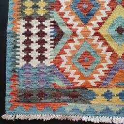 Kilim Rug Classic, Handmade Artisan Afghan Turkish Aztec Geometric Wool 187x130 cm - thumbnail 4