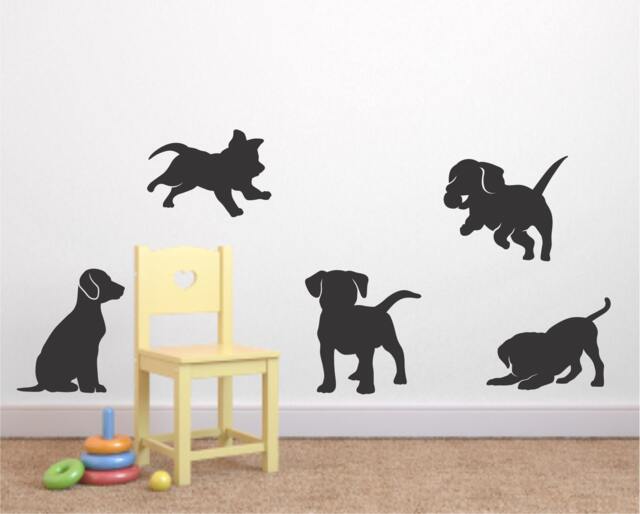 Puppy Vinyl Wall Decal Set Playful Nursery Decor - image 1