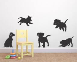 Puppy Vinyl Wall Decal Set Playful Nursery Decor - thumbnail 1