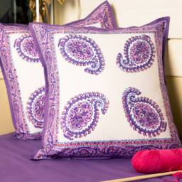 Purple Paisley Throw Pillow Cover - Set Of Two - thumbnail 3