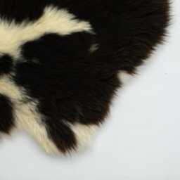 Exotic Creamy Yellow & Black Sheepskin Rug - Unique Spotted Wool Hide For Elegant Home Decor - thumbnail 3