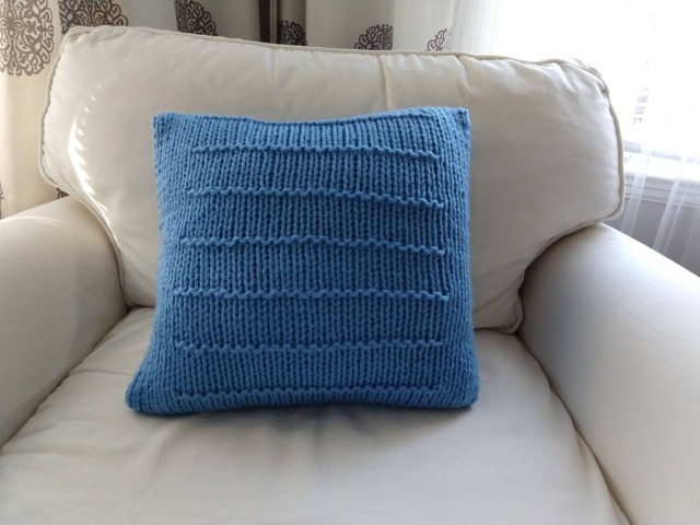 Rts Hand Knitted Blue Contemporary Pillow Case 16x16/Home Decor/ Decorative - image 1
