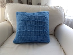 Rts Hand Knitted Blue Contemporary Pillow Case 16x16/Home Decor/ Decorative - thumbnail 1