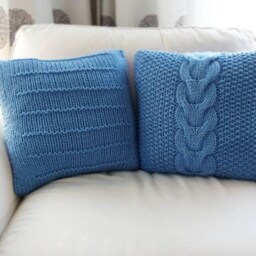Rts Hand Knitted Blue Contemporary Pillow Case 16x16/Home Decor/ Decorative - thumbnail 4