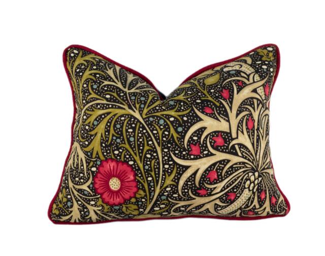 William Morris - Seaweed Ebony/Poppy Cushion Cover Throw Pillow Designer Home Decor - image 1