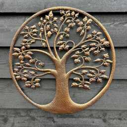 Bronze Tree Of Life Dimple Metal Garden Outdoor Wall Art Plaque 80cm Diameter - thumbnail 4