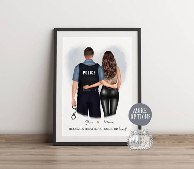 Policeman Personalised Poster, Gift For Husband, Valentine's Day Gift, Fo Boyfriend, Husband & Wife Print - image 1
