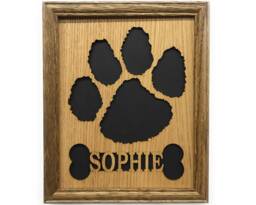 8x10 Personalized Dog Picture Frame - Paw Print With Name in Bone New Puppy Gift For Lover, Memorial - thumbnail 1