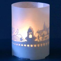 Leipzig Skyline Candle Silhouette Projection, Souvenir Gift
