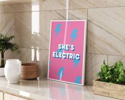 Shes Electric Typography Wall Art Print Bold Colourful Retro Style Design For Music Lovers Bedroom Or Living Room Decor - thumbnail 1
