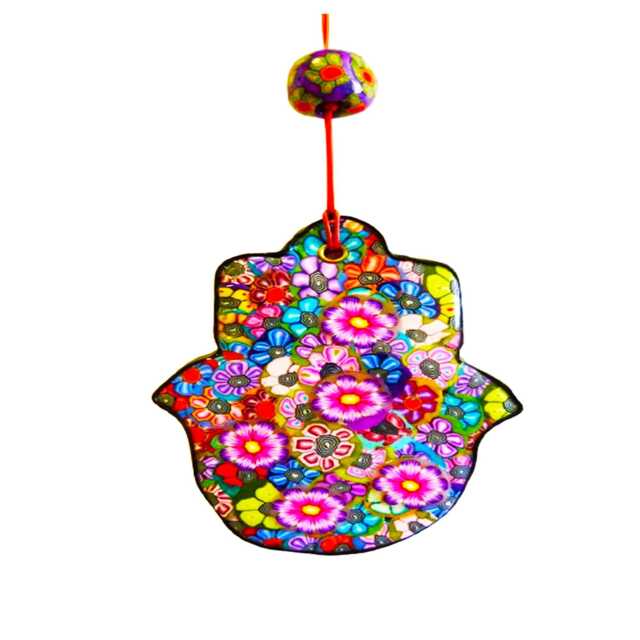 Hamsa Wall Hanging Protective Jewish Symbol - Polymer Clay Art - image 1