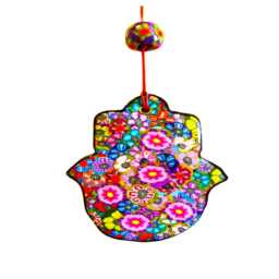 Hamsa Wall Hanging Protective Jewish Symbol - Polymer Clay Art - thumbnail 3