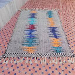 Beni Ourain Moroccan Hanbel Rug, Flatwoven Berber Carpet - 7.15Ft X 4.85Ft - thumbnail 2