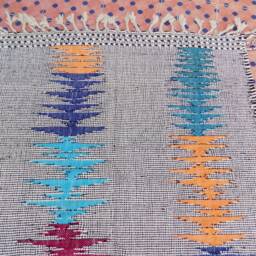 Beni Ourain Moroccan Hanbel Rug, Flatwoven Berber Carpet - 7.15Ft X 4.85Ft - thumbnail 3