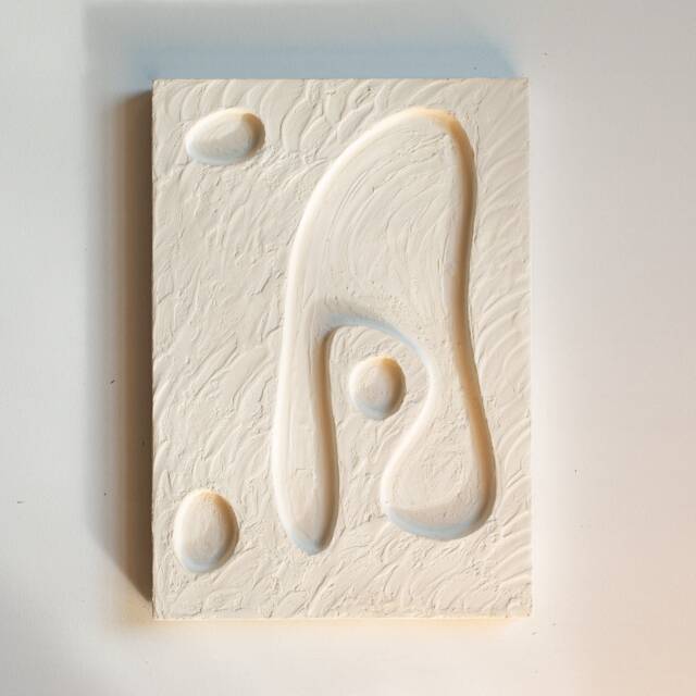 Japandi Sculptural Wall Art - Plaster Texture Painting Wabi Sabi Relief Sculpture Hygge Nordic Design White Bas - image 1