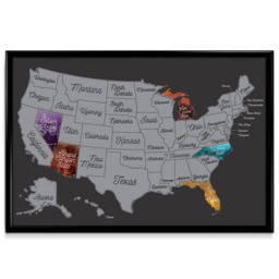 Holiday Christmas Gift Us Scratch Off Colorful Travel Map Wall Art - Silver - thumbnail 1