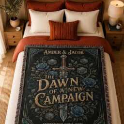 Personalized Dnd Blanket, Custom Name Rpg Date D20 Dungeon Master Gift, Fantasy Couple Gift - thumbnail 3