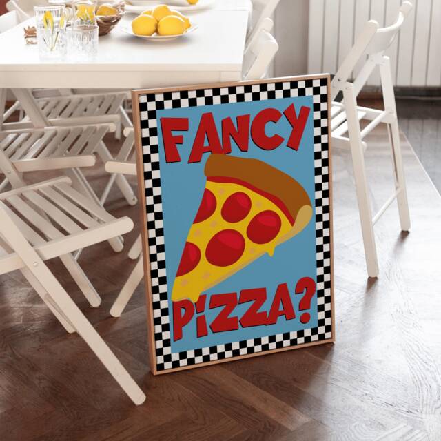 Pizza Print, Fancy Gift For Foodie, Lover Food Kitchen Wall Art, Pizzeria, Colourful Trendy Poster 2950 - image 1