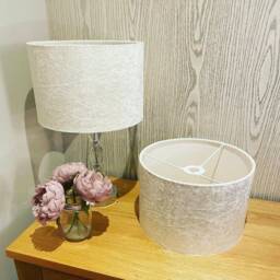 Handmade Lampshade in A Beautiful White Velvet Fabric, Various Sizes Available, Ceiling Or Table/Floor Lamp Options - thumbnail 1