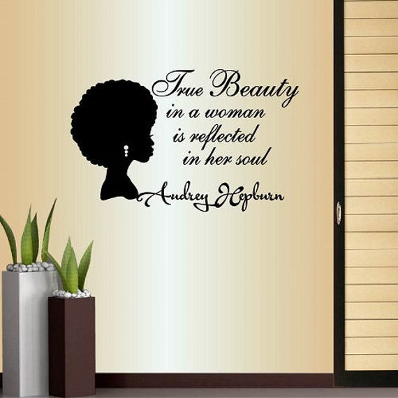 In-Style Decals Wall Vinyl Decal Home Decor Art Sticker True Beauty in A Woman Reflected Her Soul Afro Girl Hair Salon Design 903 - image 1