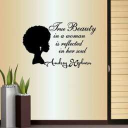 In-Style Decals Wall Vinyl Decal Home Decor Art Sticker True Beauty in A Woman Reflected Her Soul Afro Girl Hair Salon Design 903 - thumbnail 1
