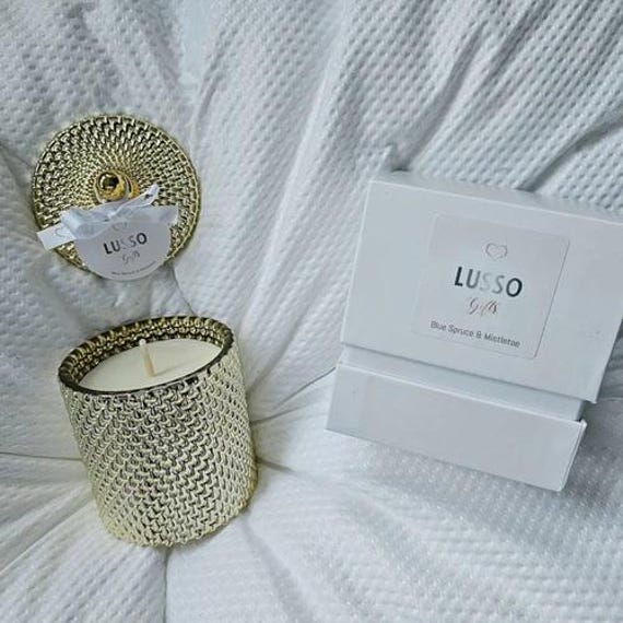 Large Luxury Scented Soy Candle - Rain Drop Geo Glass Jar Designer, Spa & Seasonal Fragrance Gift Boxed - image 1